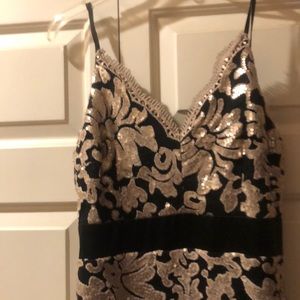 Beige black evening gown